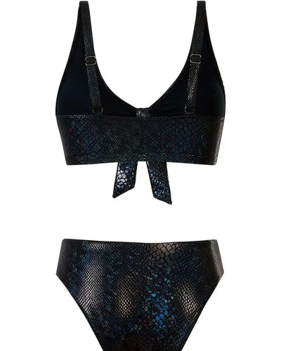 Bikini Schlangenprint Brustbinde Hohe Taille Dreieck