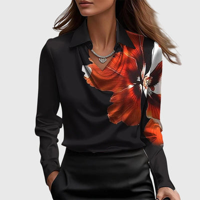 Sylvie | Bluse mit luxuriösem Glanz und Faltenkragen