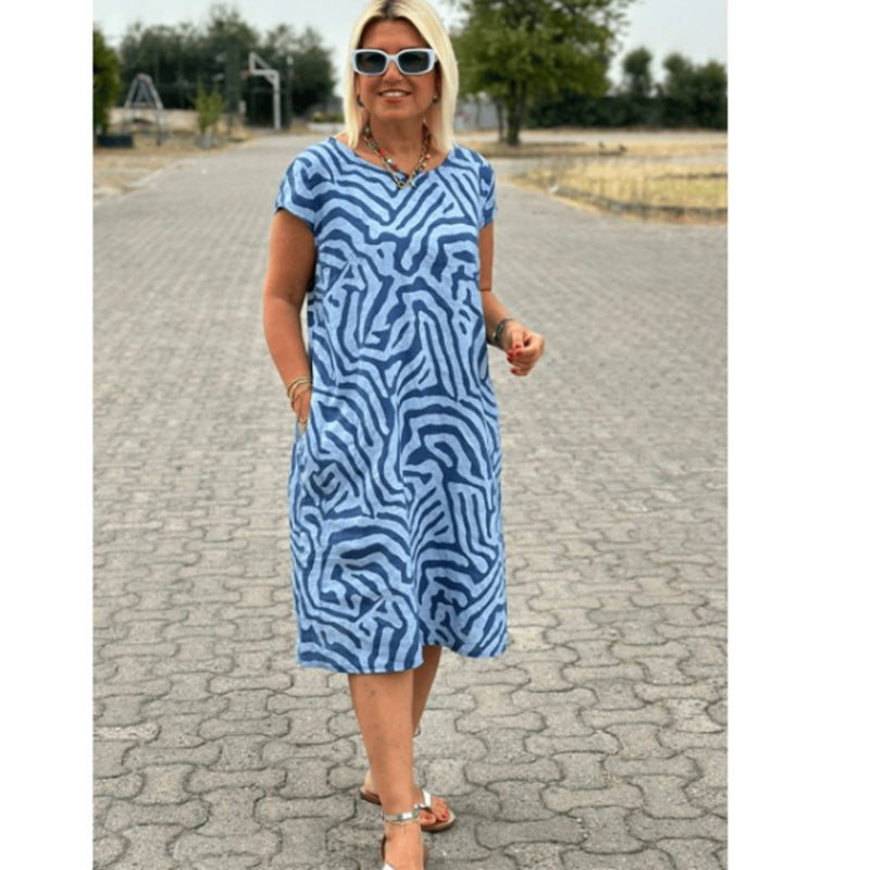 Vera | Kleid mit Sommerdruck und Rundhalsausschnitt