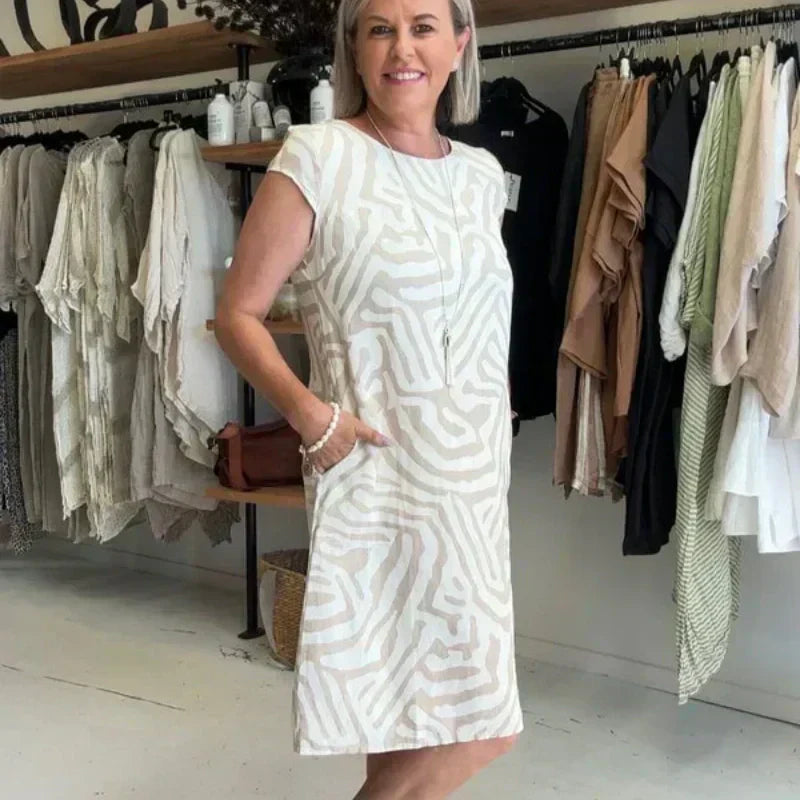 Vera | Kleid mit Sommerdruck und Rundhalsausschnitt
