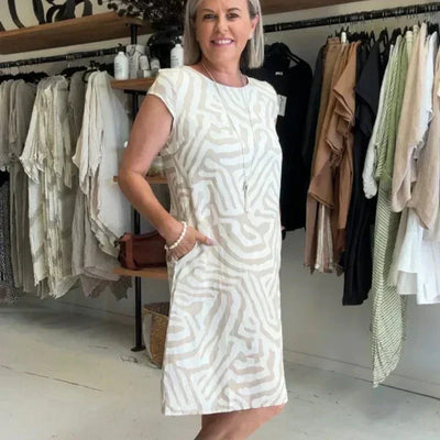 Vera | Kleid mit Sommerdruck und Rundhalsausschnitt