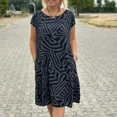 Vera | Kleid mit Sommerdruck und Rundhalsausschnitt