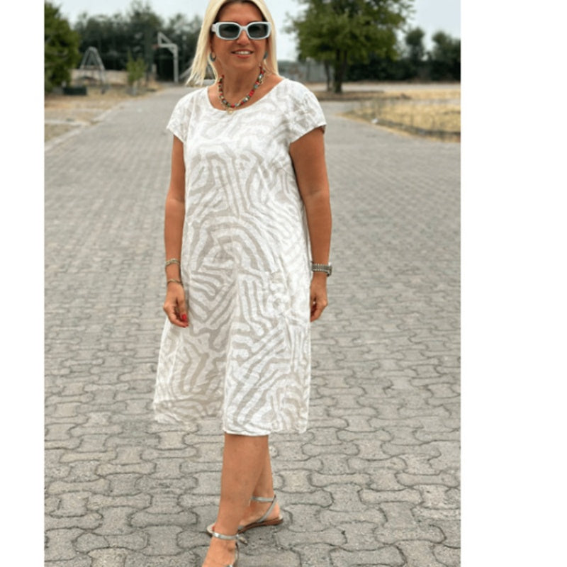 Vera | Kleid mit Sommerdruck und Rundhalsausschnitt