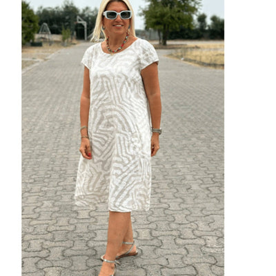 Vera | Kleid mit Sommerdruck und Rundhalsausschnitt