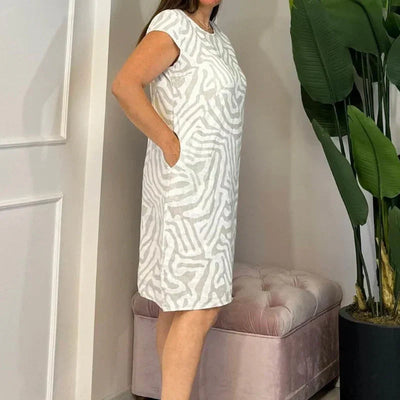 Vera | Kleid mit Sommerdruck und Rundhalsausschnitt