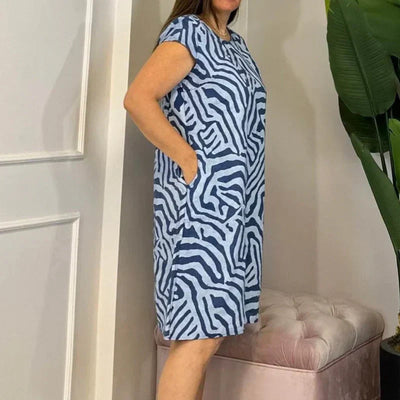 Vera | Kleid mit Sommerdruck und Rundhalsausschnitt