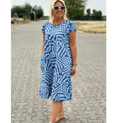 Vera | Kleid mit Sommerdruck und Rundhalsausschnitt