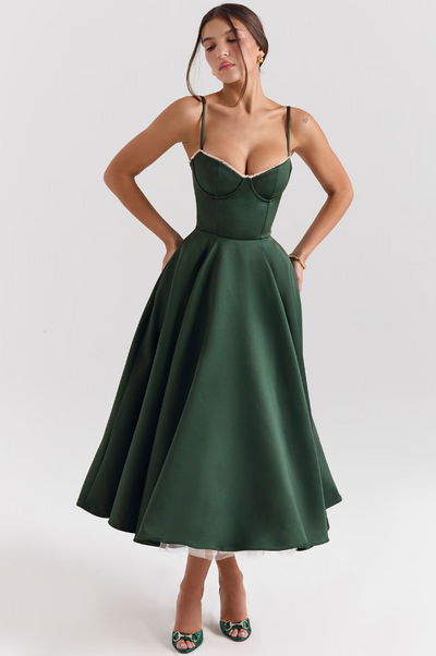 Luce - Satin-Tüll-Midikleid