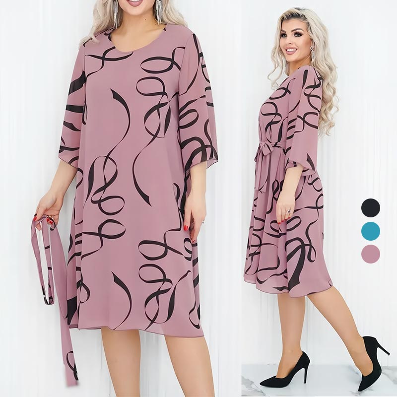 Elegantes, lockeres Midikleid mit gerüschten Ärmeln