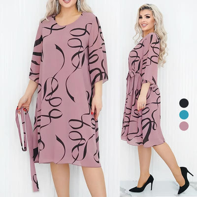 Elegantes, lockeres Midikleid mit gerüschten Ärmeln