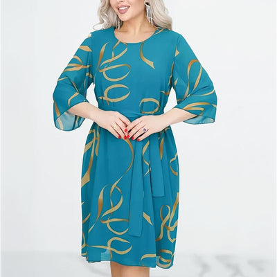 Elegantes, lockeres Midikleid mit gerüschten Ärmeln
