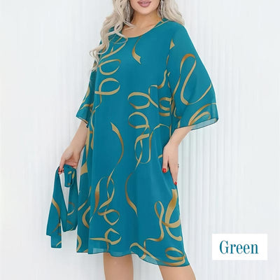 Elegantes, lockeres Midikleid mit gerüschten Ärmeln