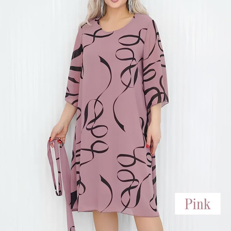 Elegantes, lockeres Midikleid mit gerüschten Ärmeln